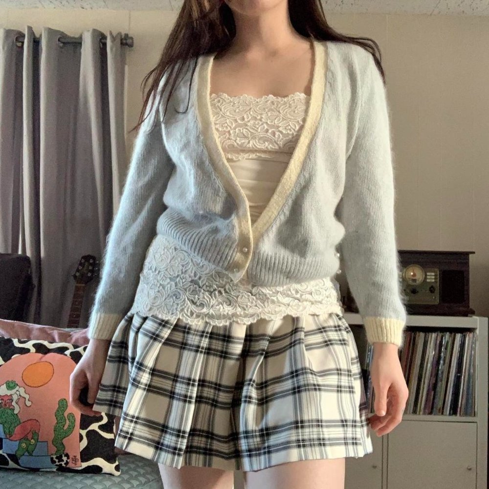 Vintage Silk & Angora Knitted Cardigan